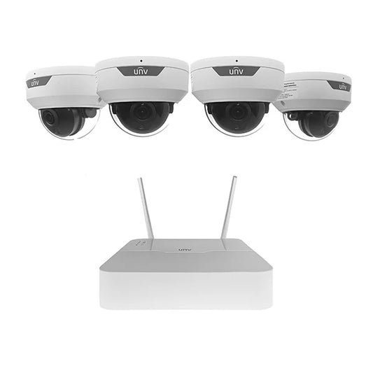 Uniview 4-Channel WiFi Kit including 4-Channel NVR with Embedded Wi-Fi Module & 4 2MP Vandle Domes
