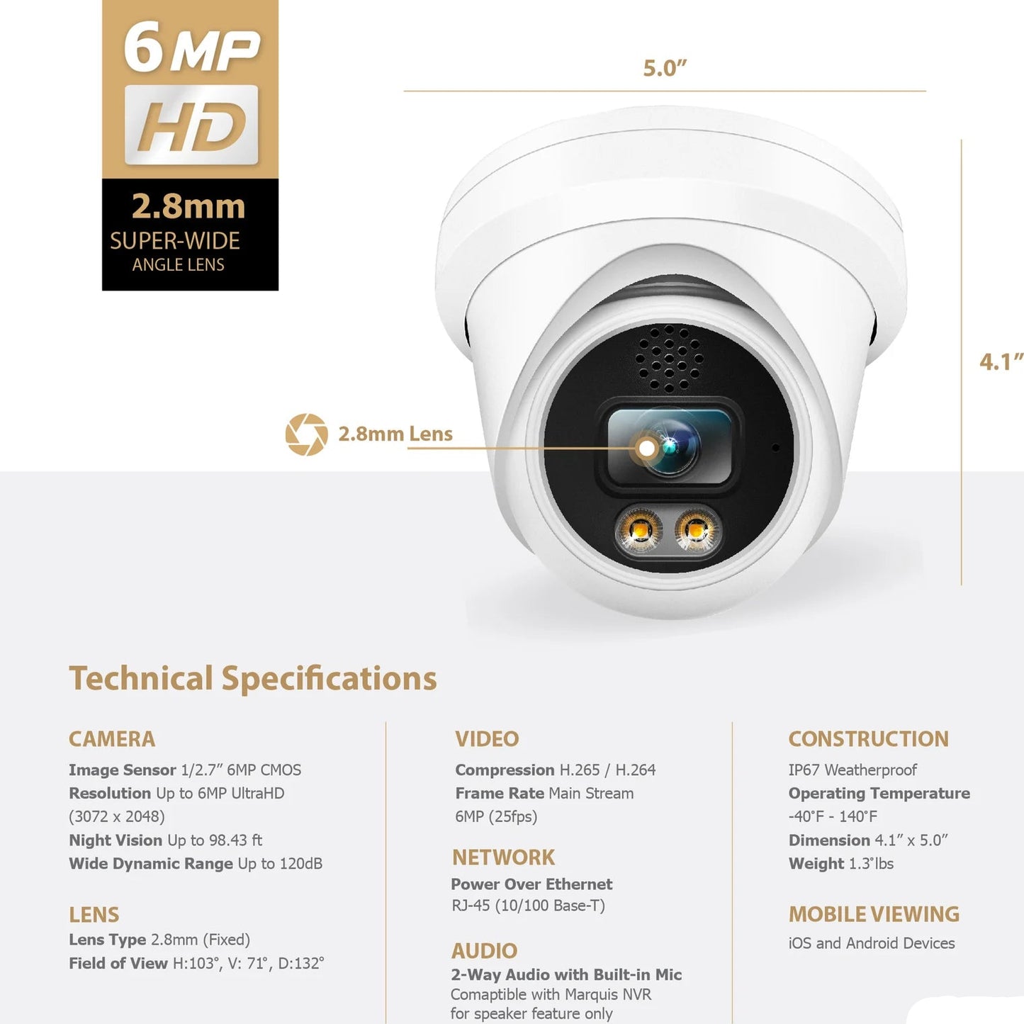 Lite IR Dome 6MP w/ Audio