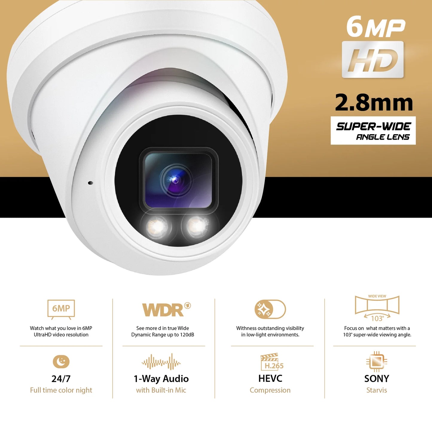 Lite ColorVu Dome 6MP w/ Audio – Color Video + Two-Way Talk